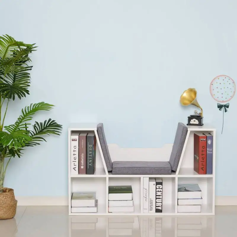 HOMCOM Shelf Bookcase with Seat 6 Cube Book Shop Original Child Shoe Rack with Shelf Cushion with Bank Multi-Purpose HOMCOM Shelf Bookcase with Seat 6 Cube Book Shop Original Child Shoe Rack with Shelf Cushion with Bank Multi-Purpose