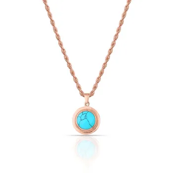 

Necklace Chain Turquoise Medallion Pendant Rose Gold 925 Sterling Silver