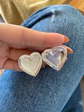 Diseño único tallado corazón-marco de fotos con forma colgante con abalorio, collares de medallón ajustables, joyería conmemorativa para hombres y mujeres