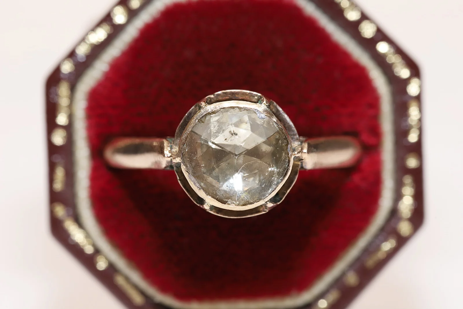 

Antique Original Ottoman 14k Gold Natural Rose Cut Diamond Decorated Pretty Solitaire Amazing Ring