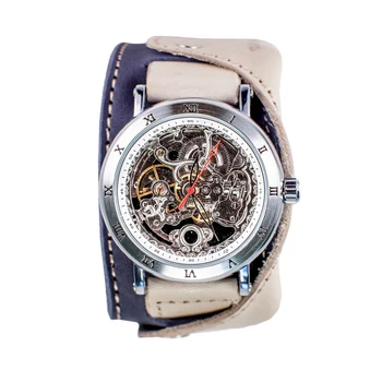 

Watch skeleton YOURTIME Martini men wide leather strap handmade