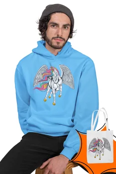 

Angemiel Wear Winged Unicorn Blue Men 'S Hooded Sweatshirt Bags Kombin