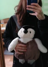 Lindo pingüino de peluche mochila para las niñas caqui pingüino de peluche bolso de hombro mejor regalo de cumpleaños para las niñas suave bolsa pequeña