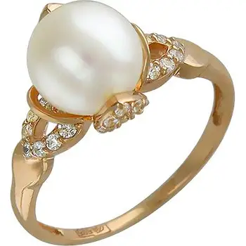 

Esthete ring with pearls and cubic zirconia in red gold