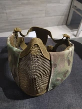 Nueva táctica máscaras de Airsoft Paintball CS plegable media cara de acero de bajo carbono de malla de estilo militar cómodo oreja máscara protectora