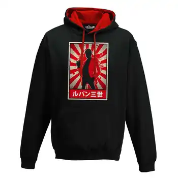 

Hood Sweatshirt Bico Cartoon Manga Anime Lupin Years 80 Japan S black