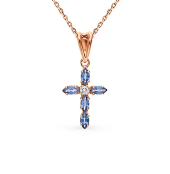 

Gold pendant with sapphires and diamonds sunlight sample 585