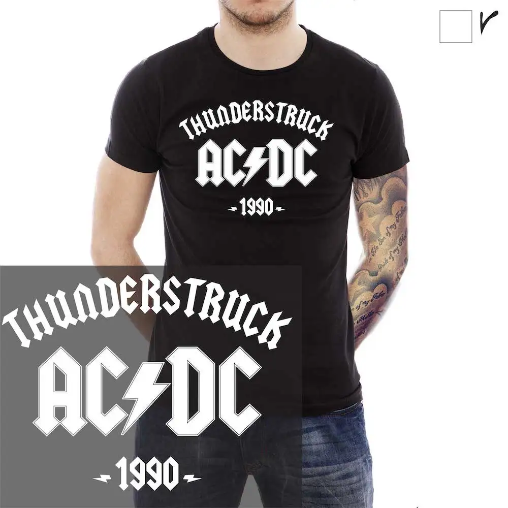 Футболка ACDC Thunderstruck Rock music man woman Повседневный трость подарок Мужская футболка |