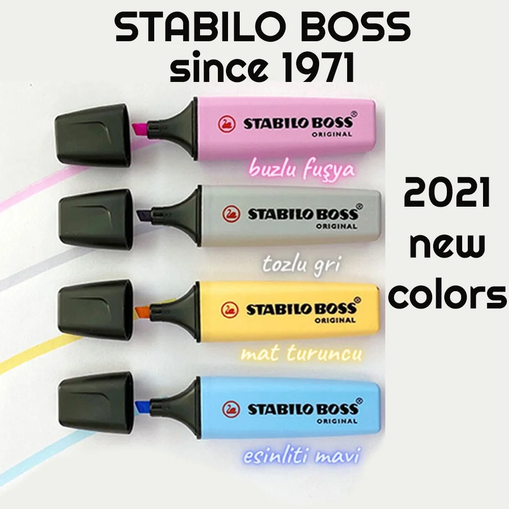 Маркер STABILO BOSS 4 цвета устойчивый к засыханию пастельные сделано в Германии 2021 |