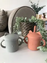 Tazas de alimentación de bebé, vasos de paja blanda de silicona para bebé, sin depósito, 1 Uds.