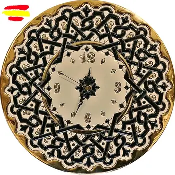 

Ceramic clock Spanish's 29 cm./11.4 in. diameter-Glazed up handmade-24 k gold-ARTECER-Home & Decoration-