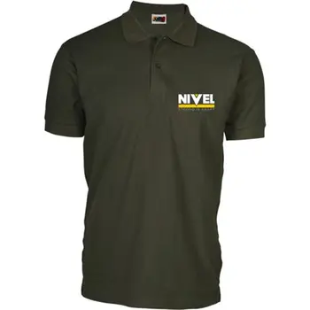 

SHORT SLEEVE POLO BLACK SCREENPRINTED LEVEL T-S