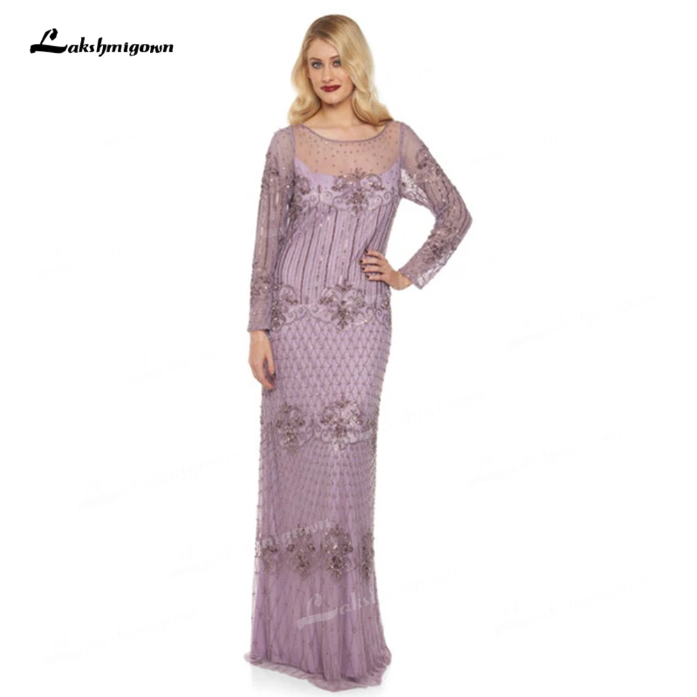 

Sexy Prom Maxi Dress with Sleeves Hand Embellished Glass bead and sequinces Bridesmaids Homecoming Soft Stretch Lining