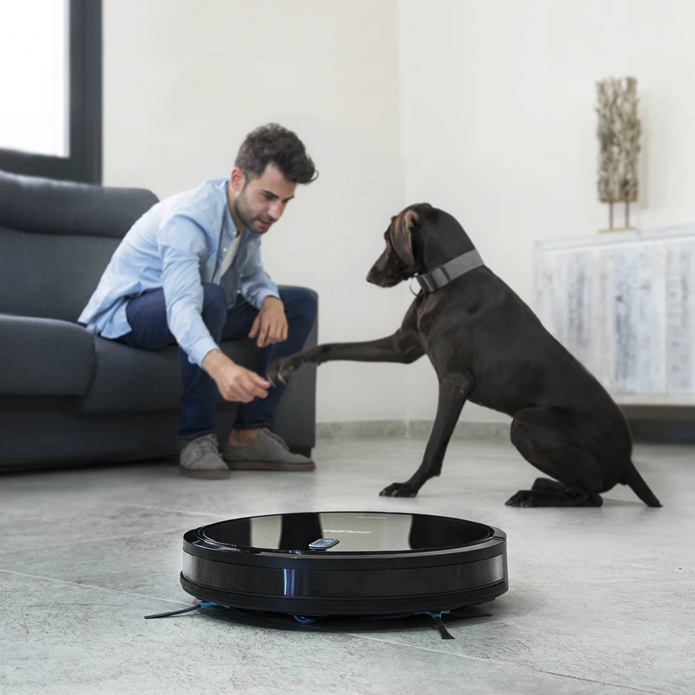 Cecotec Robot Vacuum Cleaner Conga 1090. Aspirate, Sweep, Scrub and pass the Mopa. Special Pet Brush, 160 min Autonomy, Robot Vacuum, Cordless Vacuum, Robot Cleaning