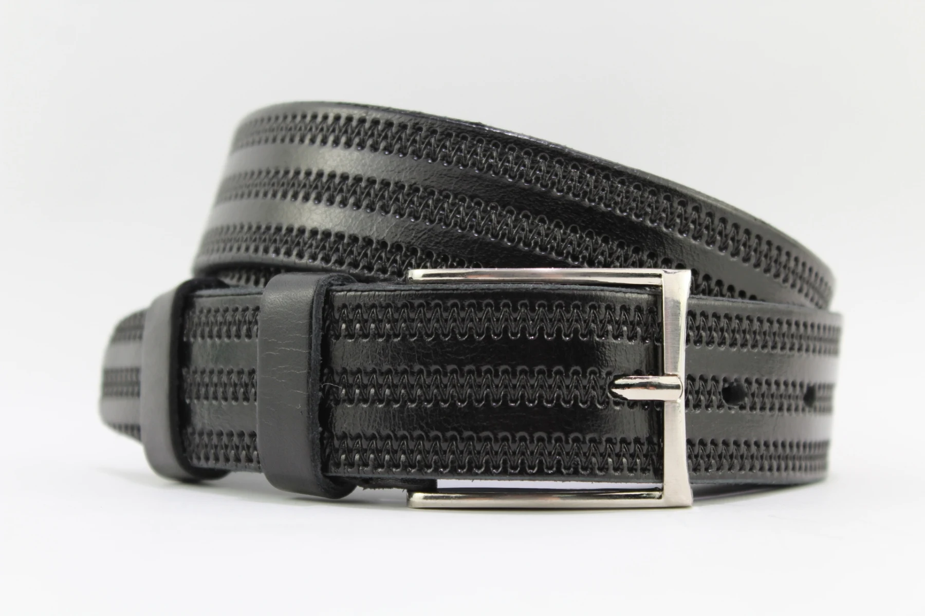 Ремень мужской с тиснением 3XL(170-180 см) арт.1045-4 - Цвет: Черный