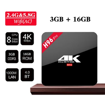 

H96 Pro+ 3G 32G 2.4G 5GHz Wifi 4K box Amlogic S912 Top set box Smart tv box android 6.1 Android tv box H96 plus Vs X96