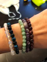 JD de la moda de las mujeres suave blanco Opal piedra lunar, pulsera de cordón elástico colorido piedra de ojos de gato ampliable cuerda joyería