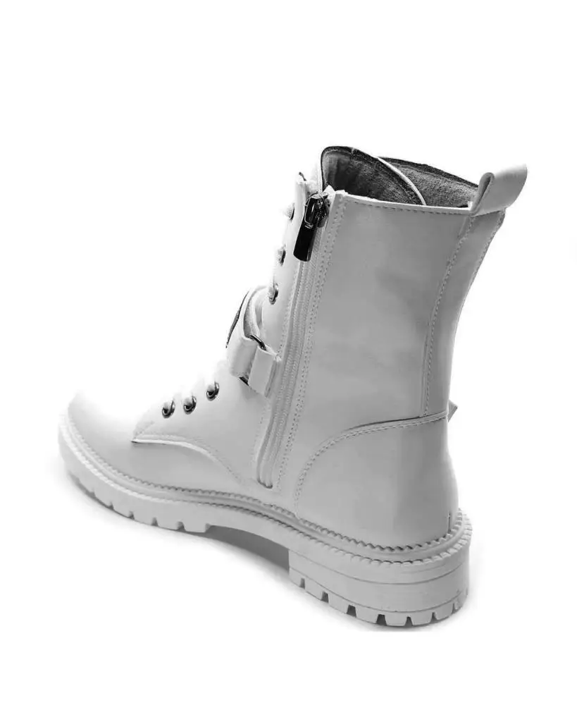 

Mosimoso Women's Ankle Height Boot Yardley Fashion White Skin Lace Up Zipper Women Boots