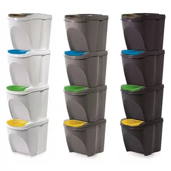 

Sets, Set of 4 Bin 80 Litre Kitchen (4X20L) Waste Paper Bin Waste Container Bin Waste Bathroom Bin, Charcoal 39,2 x 29,3 x 33cm