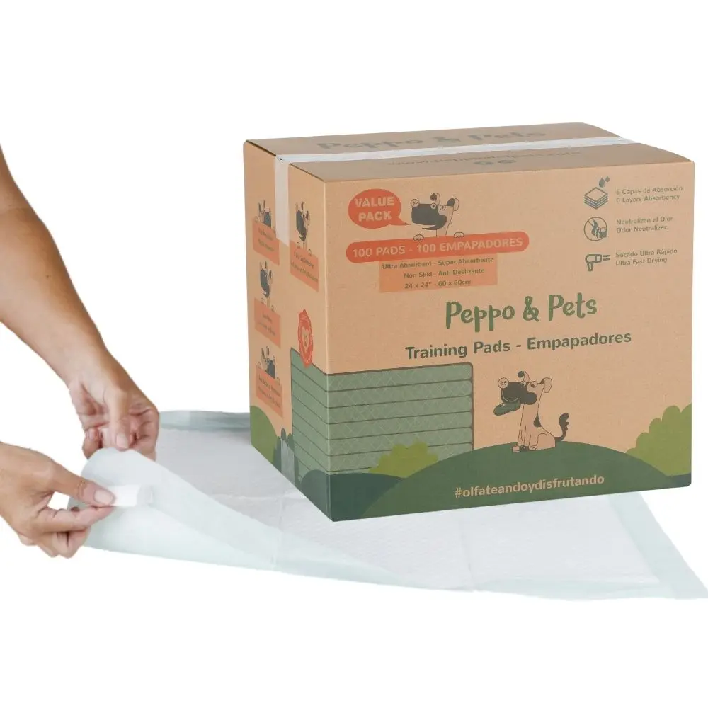 Peppo and Pets,100 Empapadores para perros, 60x60 cm, muy absorbentes, Anti olores, Anti bacterianos, empapadores para cachorros