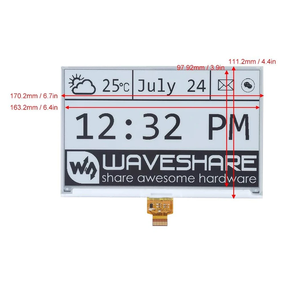 Kit para Arduino Polegada E-paper E-ink Display Tela Módulo Chapéu Raspberry pi Rpi Zero w wh 3b Plus 4 4b Jetson Nano Epaper Eink 7.5 - Imagem 6