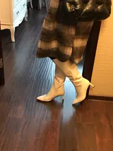 Botas hasta el muslo de estilo europeo para mujer, zapatos de talla grande con punta estrecha, tacón de aguja alto, retro, hasta la rodilla