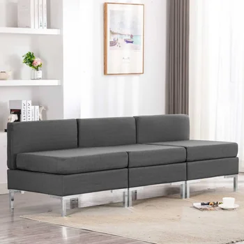 

Central Modular 3 PCs pillows sofa fabric dark gray sofa