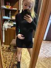 Short-Dress Wear Tight Long-Sleeve High-Collar Sexy Black Mini Sports Womens Summer