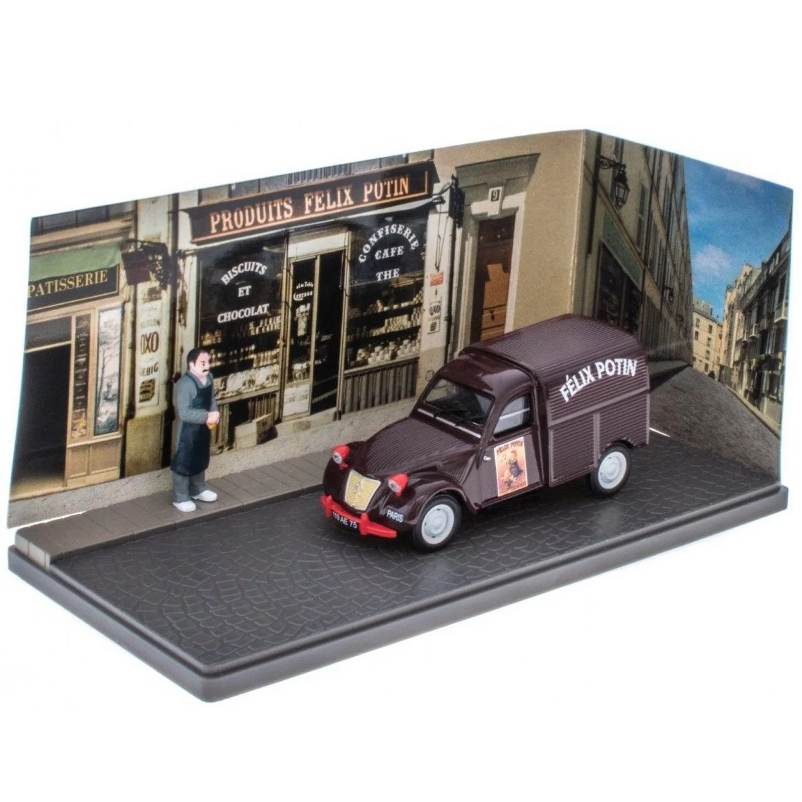 Edizioni Atlas, Citroen 2Cv Fourgonnette Heppotin, Scala 1:43, Diorama Miniature Diecast E Figure, Les Petits Utilitaria Des Artisans Et Commerка
