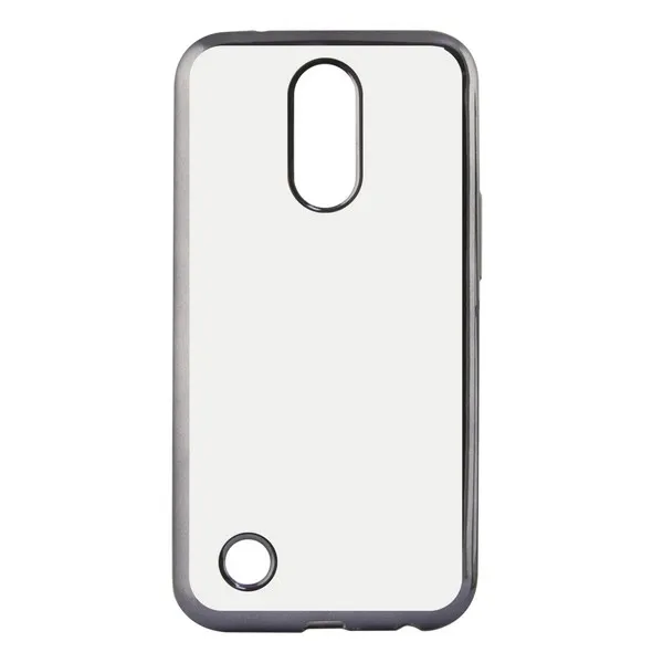 Мобильный чехол Lg K8 2017 контактный гибкий металлический ТПУ прозрачный серый