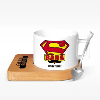 

Personalized Super Dad Design Wood Altlıklı Ceramic Cup-5