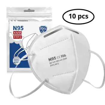 

10 pcs face masks N95 95% PM2.5 breathing protection with 6 layers filters