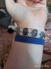 JD de la moda de las mujeres suave blanco Opal piedra lunar, pulsera de cordón elástico colorido piedra de ojos de gato ampliable cuerda joyería