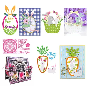 

Cute Easter Rabbits Carrot Eggs Basket Paper Grace Diecut Cutting Dies for Scrapbooking Cards Making Crafts New 2020