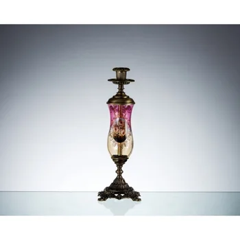 

QUALITY TURKISH and ITALIAN DESIGN - PORIO AHD-1737 BRONZE - BURGUNDY COLOUR AMBER SINGLE CANDELABRUM - 37 CM - INCLUDED CARGO