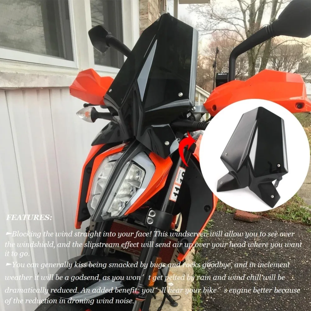 Лобовое стекло для KTM Duke 125 390 мотоцикла ABS ветровое стекло w/Монтажный кронштейн Duke125 Duke390 ветровой дефлектор