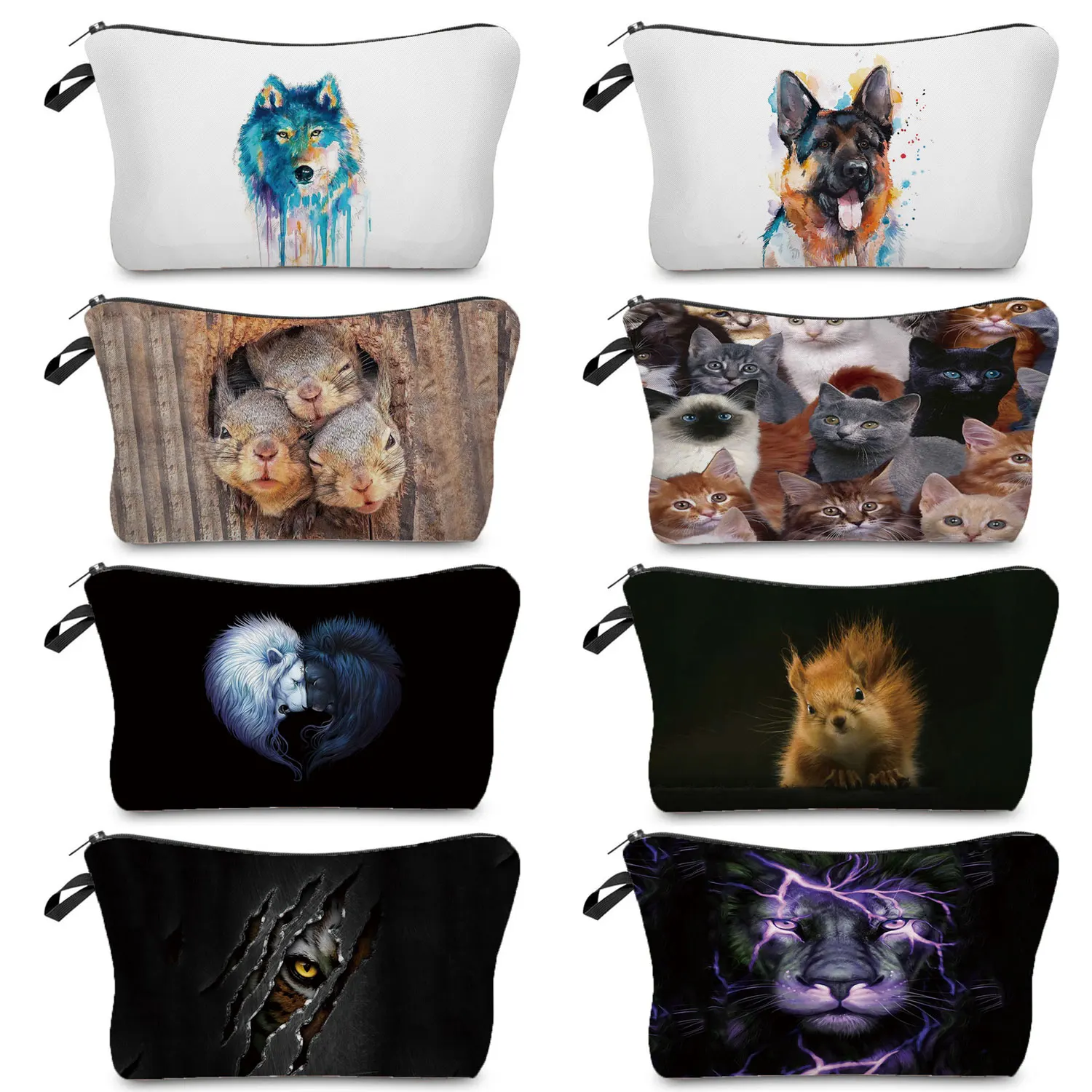 

Женская косметичка с животным львом, экологически чистая многоразовая Сумочка для хранения косметики с белкой, с узором под заказ для мужчин и женщин, чехол для карандашей