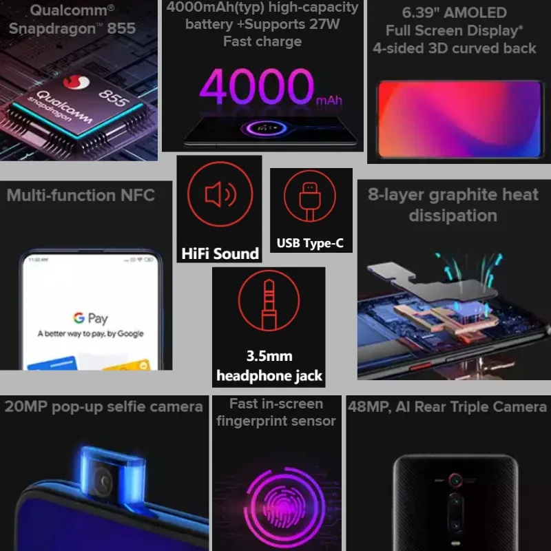  Global Version Xiaomi Mi 9T PRO 64GB ROM 6GB RAM (Official Rom) mi9tpro64 mi9t - 4000223650799