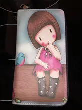 Cartera larga con estampado de dibujos animados para mujer, billetera de lona de alta calidad, duradera, estándar, de gran capacidad