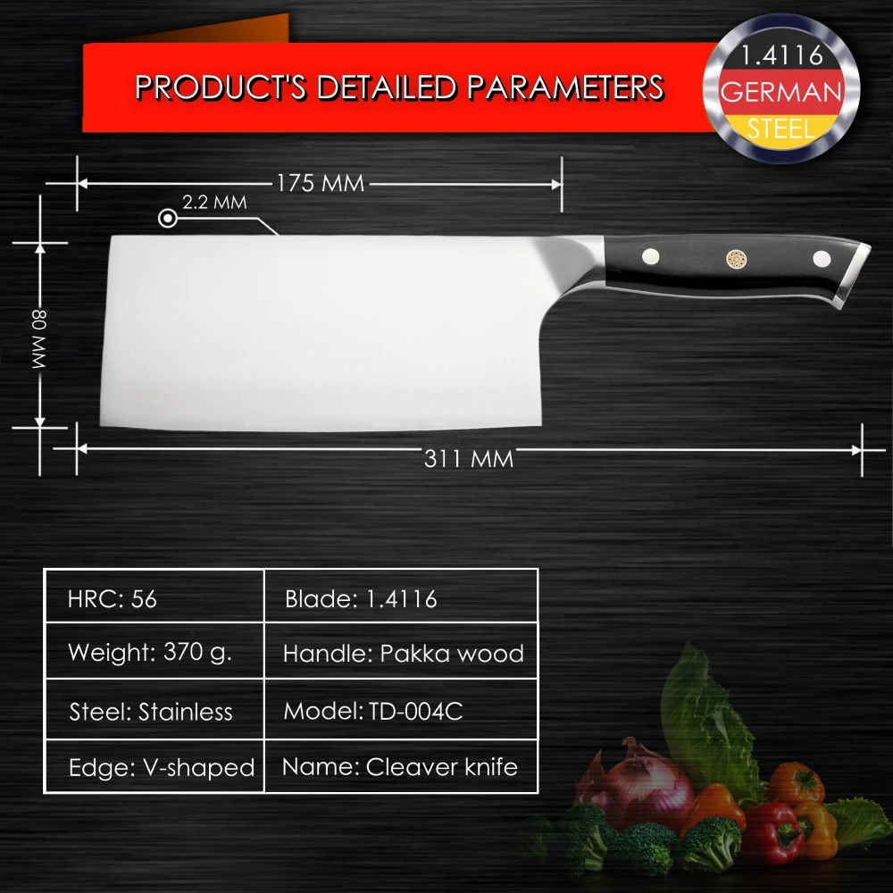 Grandsharp Набор ножей для повара немецкие Стальные Кухонные ножи Santoku Boning Bread Paring Cleaver домашний декор подарок шеф-повара на Рождество - Цвет: 7 inch cleaver