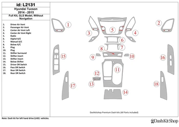 

Interior trim for Hyundai Tucson 2014-UP. Set L2131.
