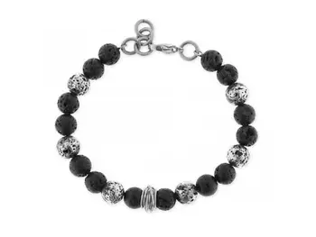 

Boy bracelet combined with steel and volcano lava balls