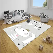Серый черный белый кролик животные джунгли мальчик 3d принт Противоскользящий коврик из микрофибры Детские украшения для детской комнаты коврик
