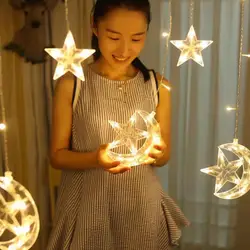 EU Plug/Battery Moon Star LED Fairy String Light Garland Mubarak Ramadan Decor Child Room Outdoor Christmas Lighting Wedding
