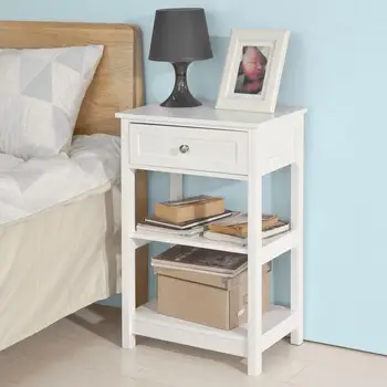 

SoBuy Beside End Table with Drawers White,FBT46-W