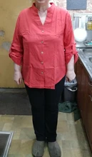 S-5XL de talla grande para mujer, camisas de moda de otoño, Tops blancos informales sueltos de Color sólido, Blusa de manga enrollable de algodón, blusa de cuello en V