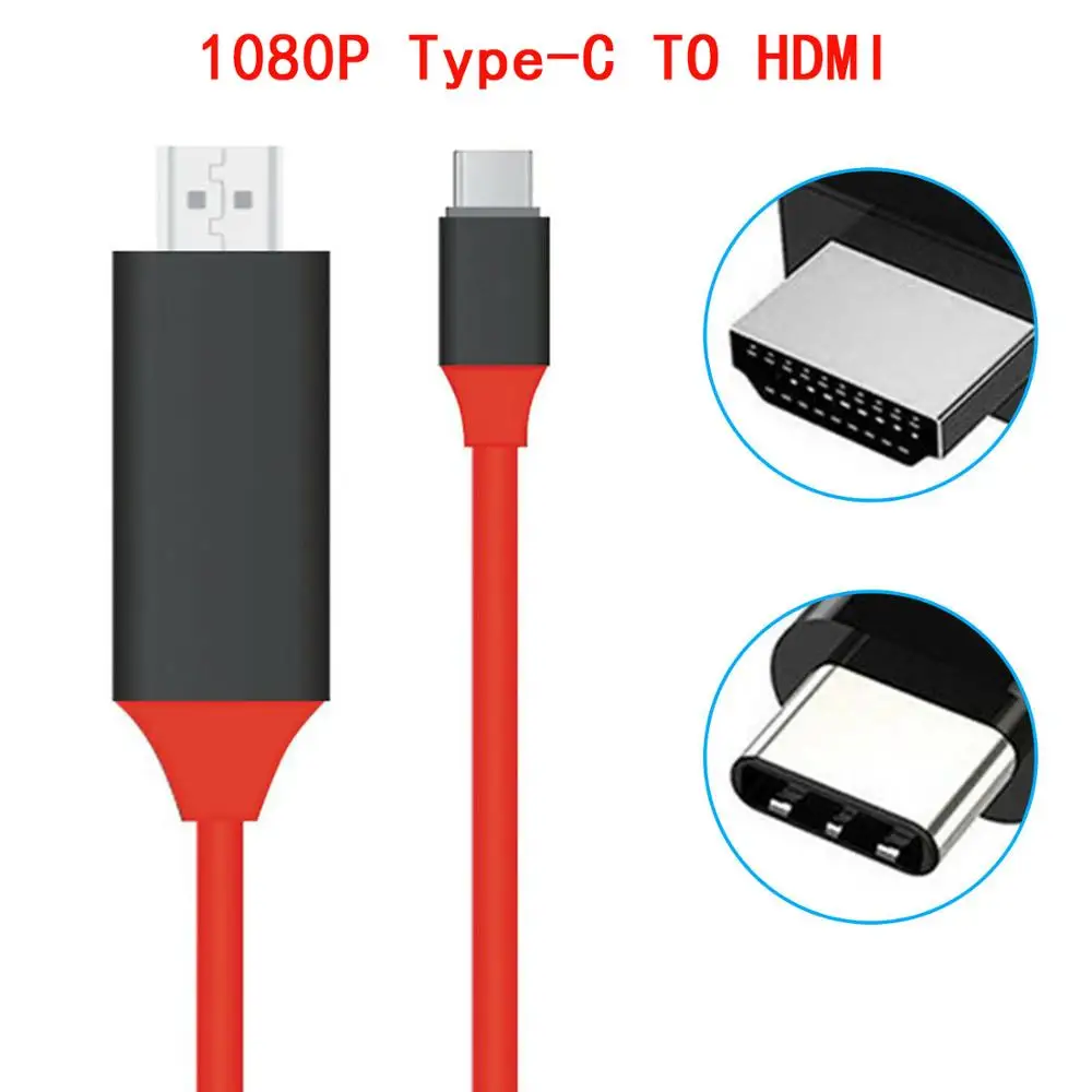 Красный USB 3,1 type C к HDMI 4 K/1080 P Кабель-адаптер 2 м type C к HDMI кабель для MacBook samsung Galaxy S9/S8/Note 9 huawei USB-C HDMI - Цвет: Красный