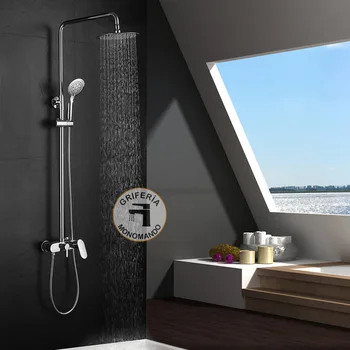 

Kibath Column single lever shower extra long POWER extensble 100-150cm. Handle and sprayer round