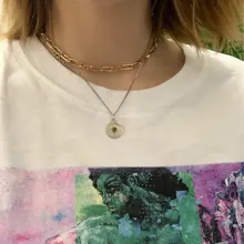 Cadena de eslabones retro para mujer, collar de exageración, gargantilla de oro fashi