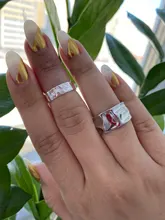 XIYANIKE de Plata de Ley 925 abierto de oro anillos para las mujeres Irregular calado geométrico de la fiesta de cumpleaños de accesorios, regalos, joyería